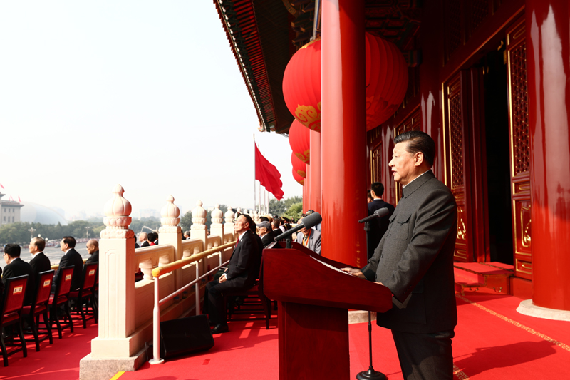 10月1日上午，慶祝中華人民共和國成立70周年大會在北京天安門廣場隆重舉行。中共中央總書記、國家主席、中央軍委主席習近平發(fā)表重要講話。